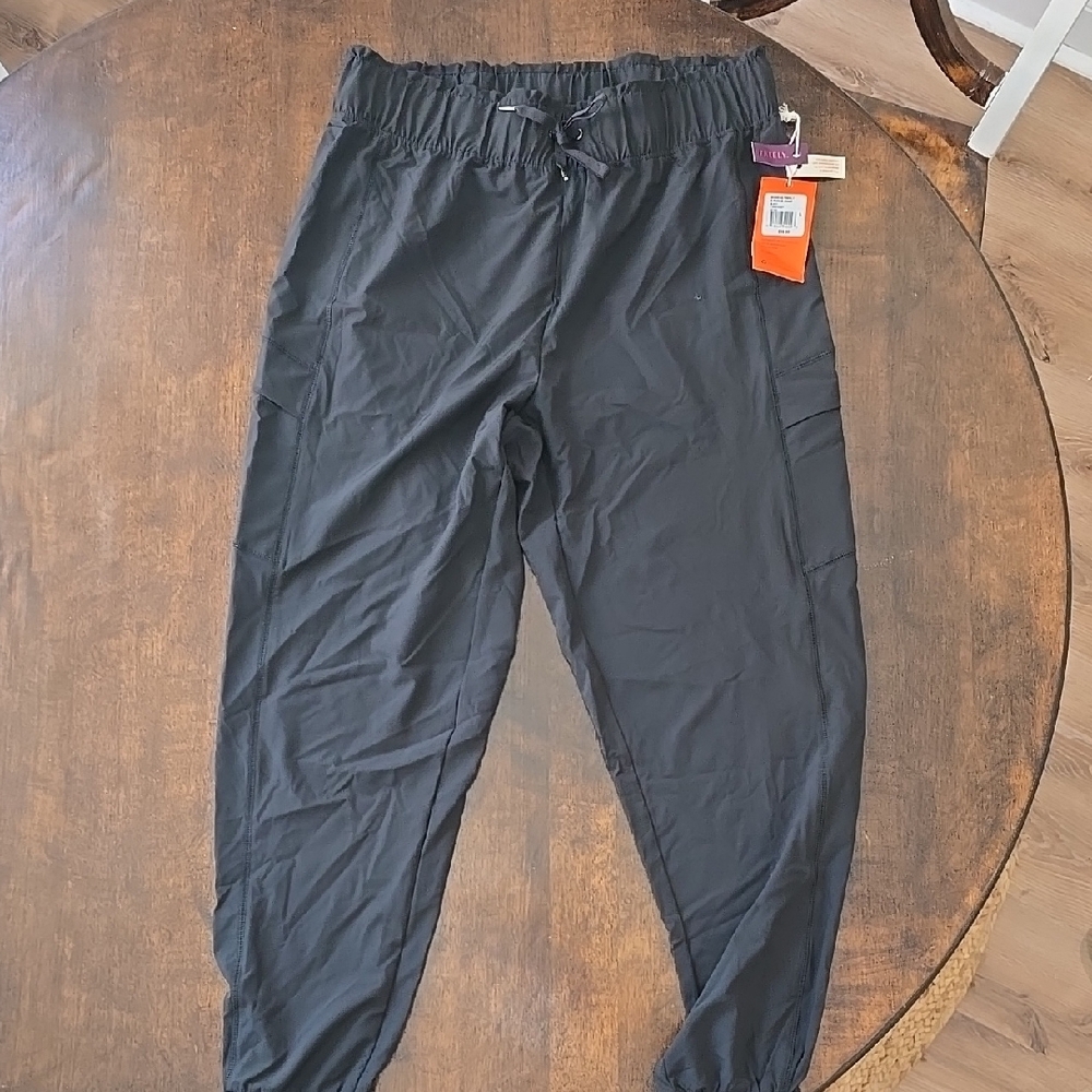 Black Tapered Track Pants with Elastic Waist
